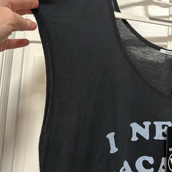 Wild fox Swim “I need a vacation” tee/swim cover-up, black, labeled 2 (2X) NWT - Picture 5 of 8